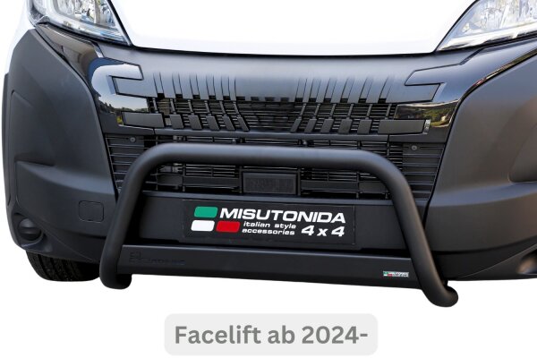 Frontbügel Edelstahl SCHWARZ für Citroen Jumper Facelift 2024 - 63mm mit EG mit Gutachten