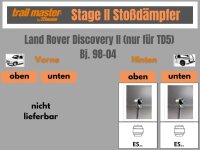 2 Stoßdämpfer Trailmaster für Land-Rover Discovery II TD5 0-30mm Bj 98-04 Hinten