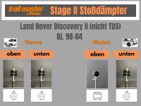 2 Stoßdämpfer Trailmaster für Land-Rover Discovery II TD5 0-30mm Bj 98-04 Hinten