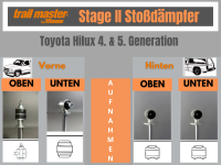 2 Stoßdämpfer Trailmaster für Toyota Hilux 4 & 5 Generation YN58 YN80 4WD 0-40mm Bj 84-97 Vorne Hinten