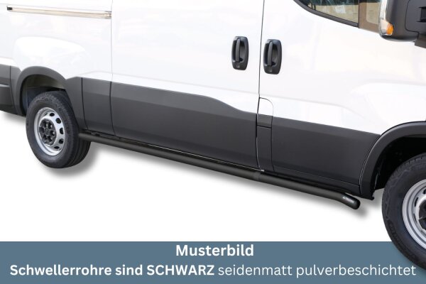 Schwellerrohre SCHWARZ ohne Tritt für IVECO Daily VII 2024- Edelstahl Ø63mm TÜV