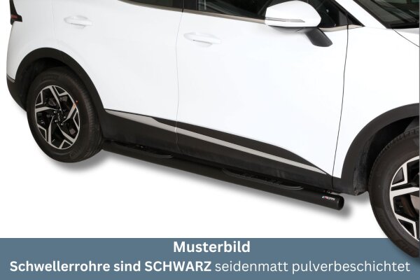 Schwellerrohre mit Tritt SCHWARZ für KIA Sportage NQ5 ab Bj. 2021- V2A Ø76mm TÜV