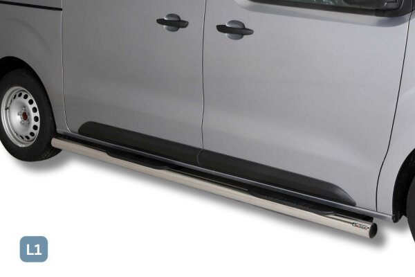 Schwellerrohre mit Tritt für Fiat Scudo L1 22- V2A Ø76mm mit TÜV Edelstahl