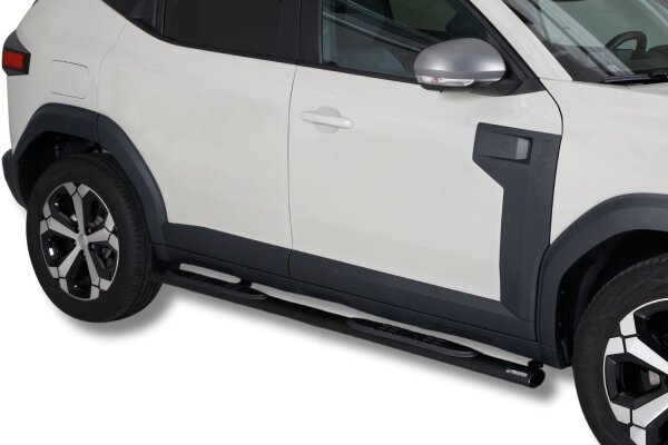 Schwellerrohre SCHWARZ oval mit Tritt für DACIA Duster 3 PYM PYN ab Bj. 2024- Edelstahl 95x52mm mit TÜV