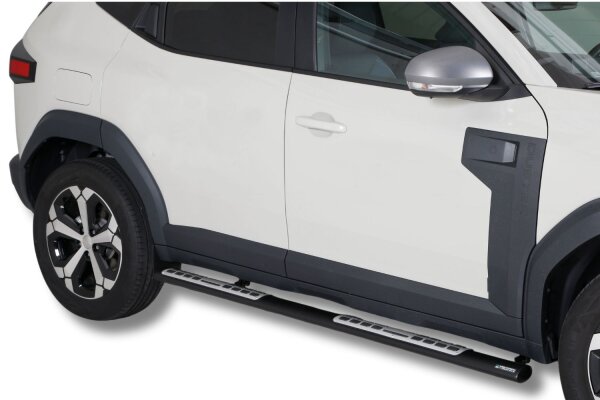 Schwellerrohre SCHWARZ Design oval mit Tritt für DACIA Duster 3 PYM PYN Bj.2024- Edelstahl mit TÜV