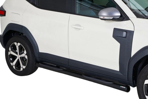 Schwellerrohre mit Tritt SCHWARZ für DACIA Duster 3 PYM PYN ab Bj. 2024- V2A Ø76mm mit TÜV