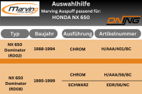MARVING Auspuff paar "Enduro amacal" verchromt + Alu Hülle für Honda NX 650 DOMINATOR 91/94 RD02