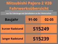 Trailmaster Fahrwerk Höherlegung für Mitsubishi Pajero II V20 +30/50mm kurz