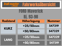 Trailmaster Fahrwerk Höherlegung für Ford Maverick +50/80mm lang