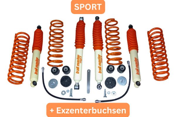Trailmaster Fahrwerk Höherlegung für Suzuki Jimny GJ / HJ +50mm Sport +Exzenterbuchsen