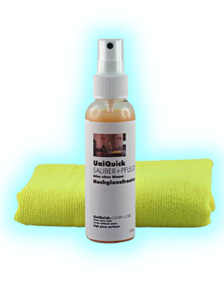 CLEANHOME UniQuick SAUBER+PFLEGE-SET für Hochglanzfronten bei Küchen- und Möbel