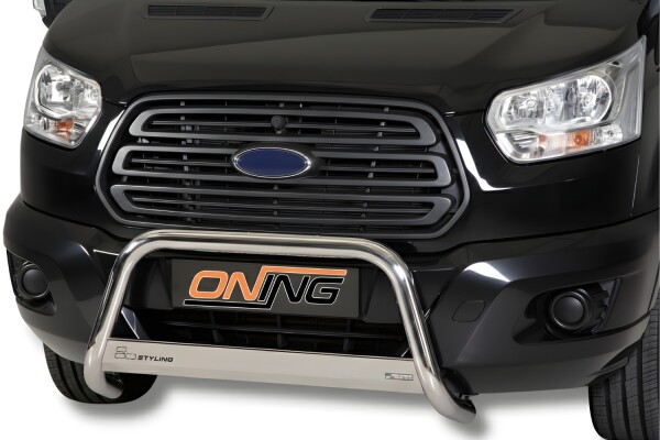 Frontbügel Edelstahl für Ford Transit 2014-2024 Ø63mm mit Gutachten Frontschutzbügel