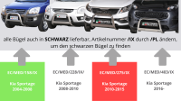 Frontbügel Edelstahl für KIA Sportage 2008 - 2010 63mm mit Gutachten Frontschutzbügel