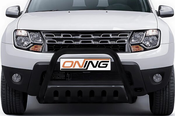 Frontbügel mit Unterfahrschutz für Dacia Duster 2010- SCHWARZ 60mm Gutachten