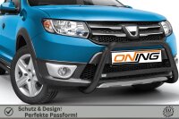 Frontbügel mit Querstreben für Dacia Sandero 2012- SCHWARZ Edelstahl Gutachten