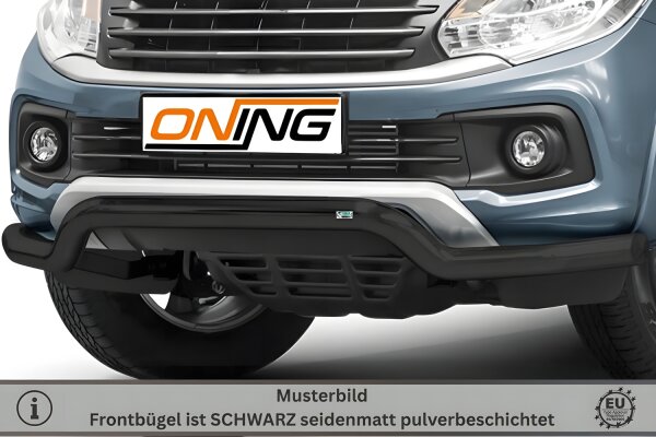 Frontbügel für Fiat Fullback 2016- SCHWARZ 70mm breit Edelstahl Gutachten