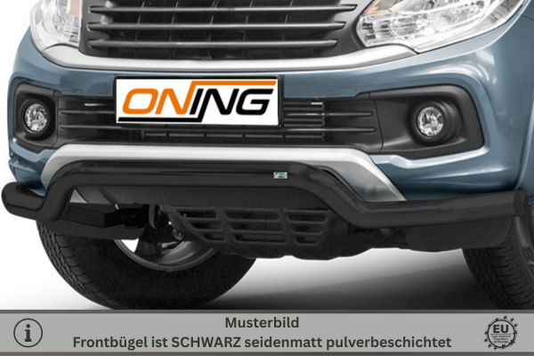 Frontbügel für Fiat Fullback 2016- SCHWARZ 70mm breit Edelstahl Gutachten