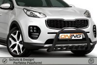 Frontbügel mit Unterbodenschutz für KIA Sportage 2015-2018 SCHWARZ 70mm Gutachten