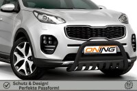 Frontbügel mit Unterfahrschutz für KIA Sportage 2015-2018 SCHWARZ 70mm Edelstahl Gutachten