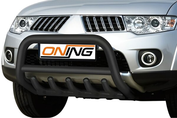 Frontbügel mit Unterbodenschutz für Mitsubishi L200 2009-2015 SCHWARZ 70mm Gutachten