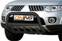 Frontbügel mit Unterbodenschutz für Mitsubishi L200 2009-2015 SCHWARZ 70mm Gutachten