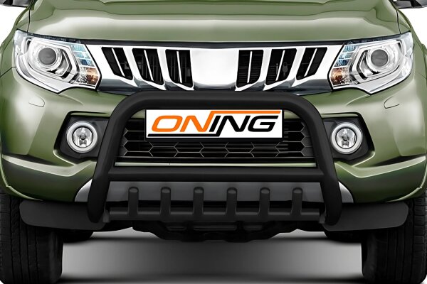 Frontbügel Unterbodenschutz für Mitsubishi L200 KJOT 2015-2019 SCHWARZ 70mm