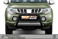 Frontbügel für Mitsubishi L200 KJOT 2015-2019 SCHWARZ 70mm Edelstahl Gutachten