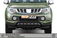Frontbügel Unterbodenschutz für Mitsubishi L200 KJOT 2015-2019 SCHWARZ 70mm breit