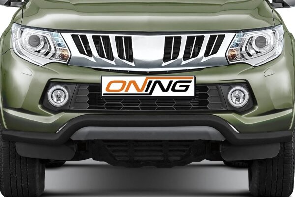 Frontbügel für Mitsubishi L200 KJOT 2015-2019 SCHWARZ 70mm breit Edelstahl Gutachten