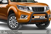 Frontbügel mit Querstreben für Nissan NP300 Navara 2015- SCHWARZ 70mm Gutachten