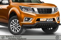 Frontbügel Unterfahrschutz für Nissan NP300 Navara 2015- SCHWARZ breit