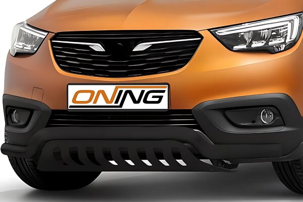 Frontbügel mit Unterfahrschutz für Opel Crossland X 2017-2020 SCHWARZ 60mm breit Gutachten