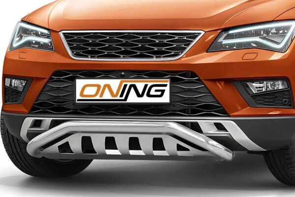 Frontbügel schmaler mit Unterfahrschutz für Seat Ateca 2016-2020 60mm Edelstahl Gutachten