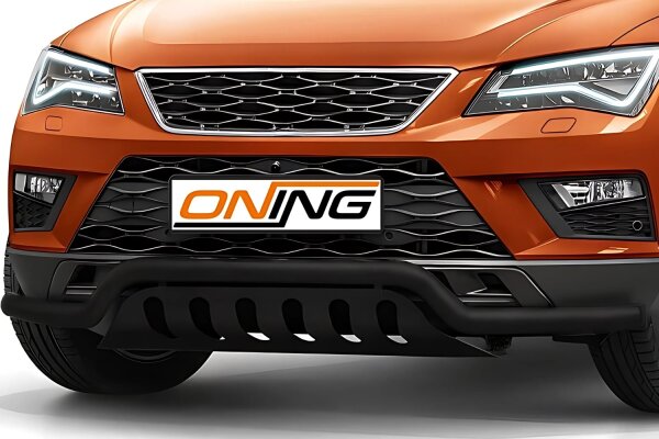 Frontbügel mit Unterfahrschutz für Seat Ateca 2016-2020 SCHWARZ 60mm breit Gutachten