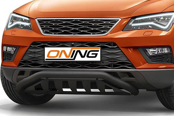 Frontbügel schmaler mit Unterfahrschutz für Seat Ateca 2016- SCHWARZ 60mm Gutachten