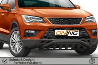 Frontbügel schmaler mit Unterfahrschutz für Seat Ateca 2016- SCHWARZ 60mm Gutachten