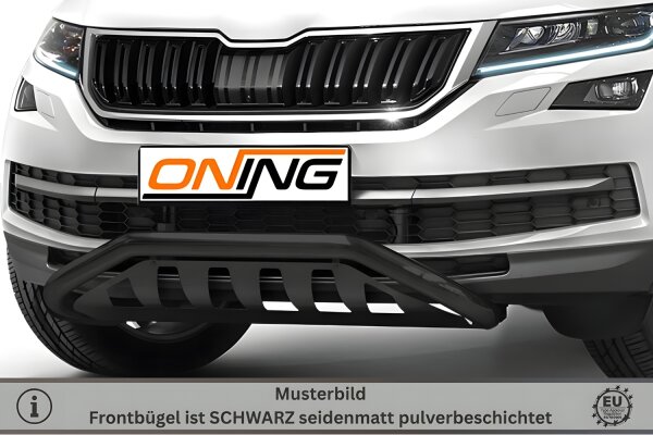 Frontbügel schmaler mit Unterfahrschutz für Skoda Kodiaq 2016-2021 SCHWARZ 60mm Gutachten