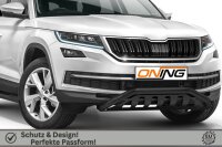 Frontbügel schmaler mit Unterfahrschutz für Skoda Kodiaq 2016-2021 SCHWARZ 60mm Gutachten