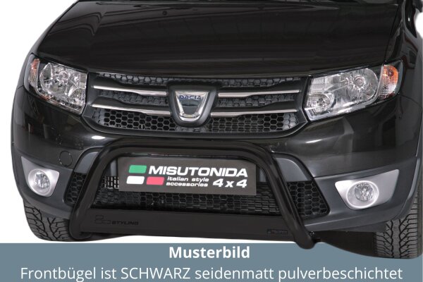 Frontbügel Edelstahl schwarz für Dacia Sandero Stepway 2013 - Ø63mm mit Gutachten