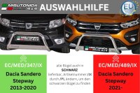 Frontbügel Edelstahl schwarz für Dacia Sandero Stepway 2013 - Ø63mm mit Gutachten