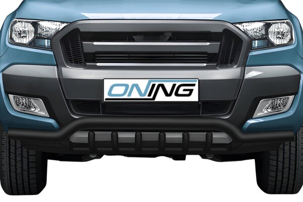 Frontbügel mit Unterbodenschutz für Ford Ranger 2016-2022 SCHWARZ 70mm Gutachten breit