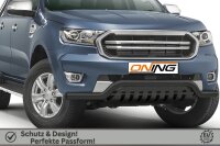 Frontbügel mit Unterfahrschutz für Ford Ranger 2016-2022 SCHWARZ 70mm Gutachten breit