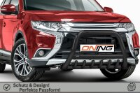 Frontbügel mit Unterbodenschutz für Mitsubishi Outlander 2015-2018 SCHWARZ 70mm Gutachten breit